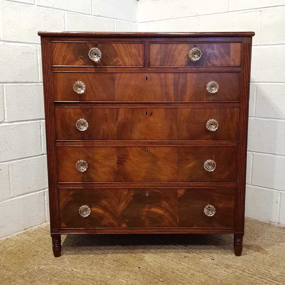 ANTIQUE LATE 19TH CENTURY FLAMED MAHOGANY CHEST OF DRAWERS C1890 View V