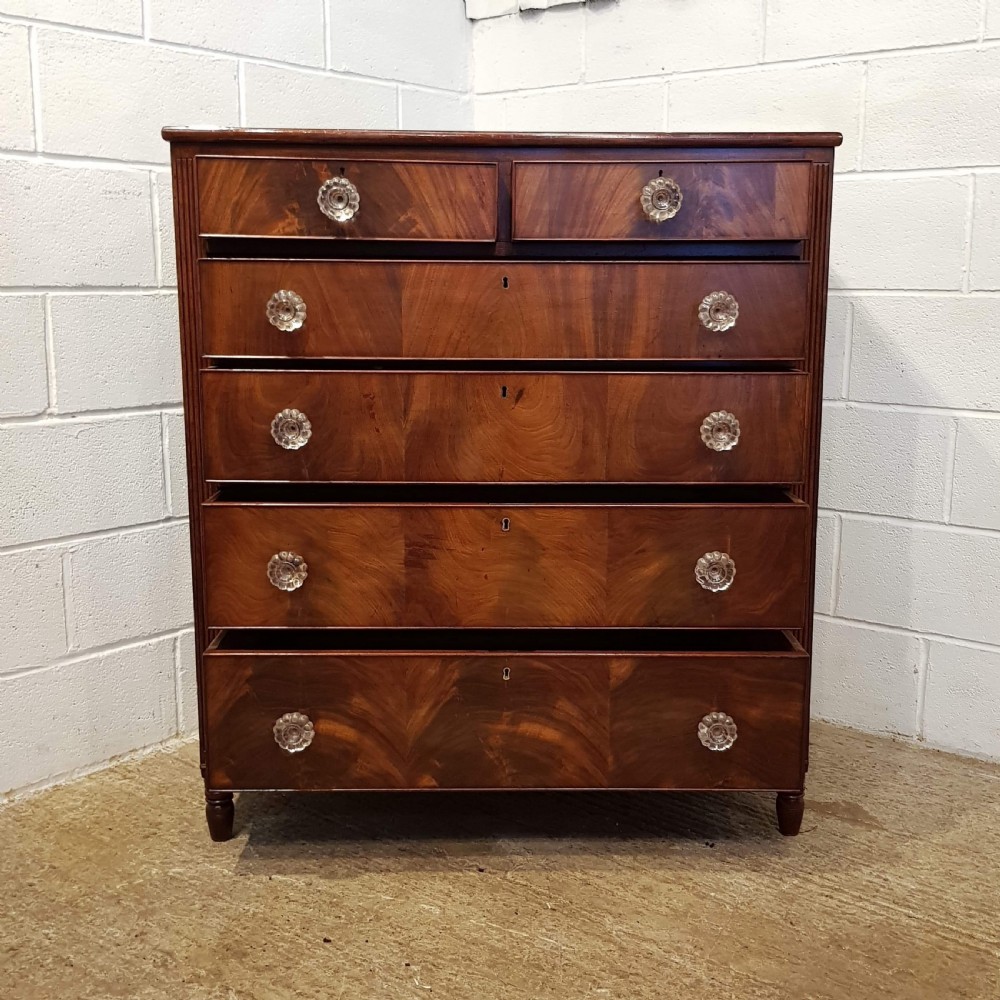 ANTIQUE LATE 19TH CENTURY FLAMED MAHOGANY CHEST OF DRAWERS C1890 View VI