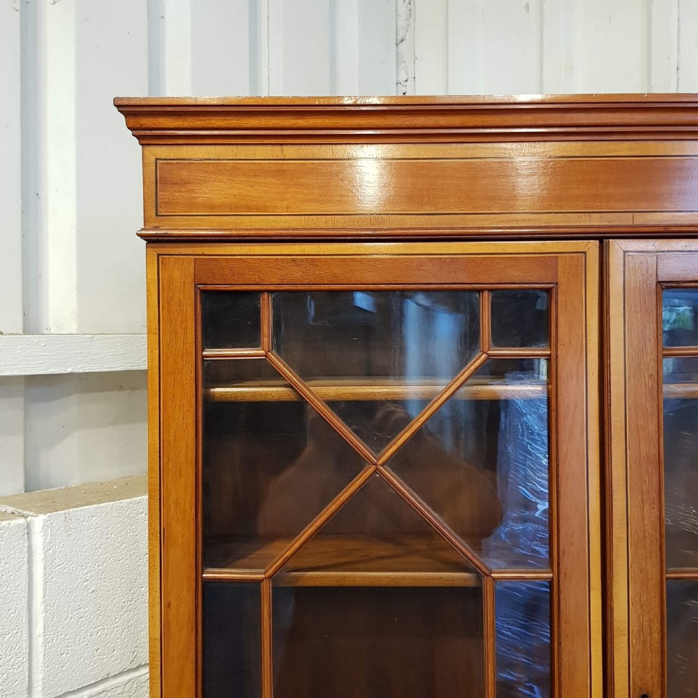 ANTIQUE EDWARDIAN SATINWOOD ASTRAGAL GLAZED BUREAU BOOKCASE C1900 View III