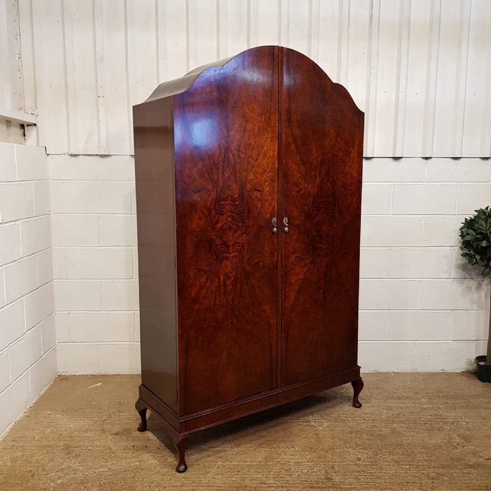 ANTIQUE BURR WALNUT DOUBLE WARDROBE C1920 View III