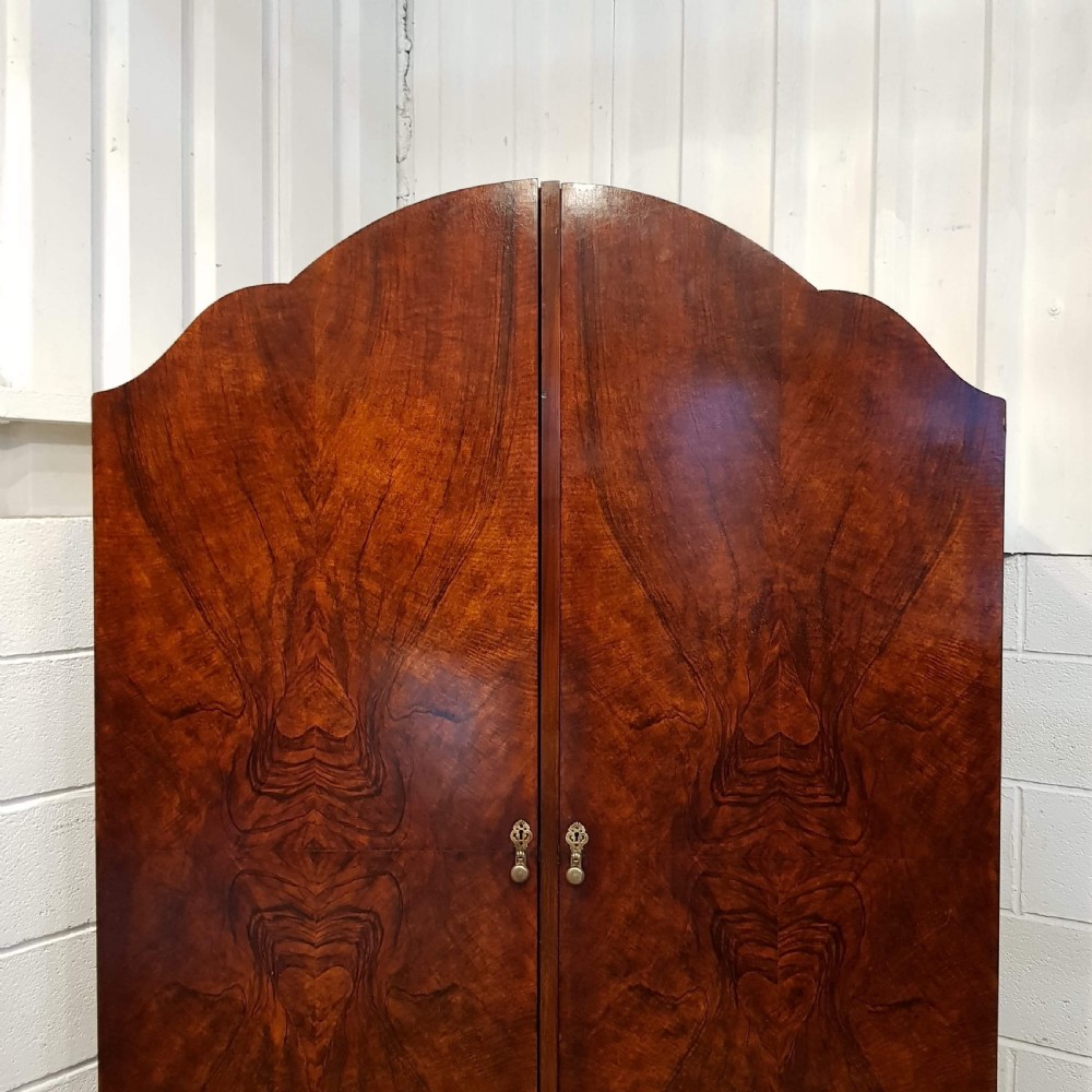 ANTIQUE BURR WALNUT DOUBLE WARDROBE C1920 View IV