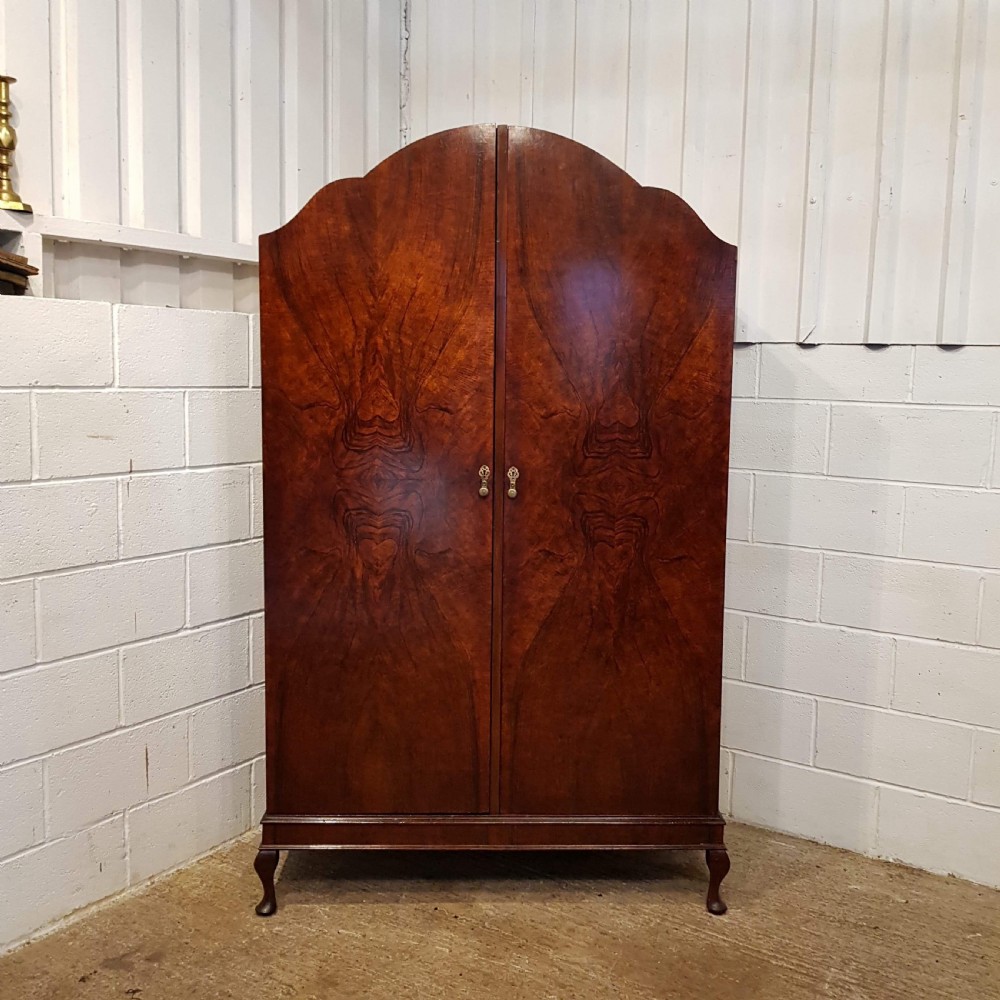ANTIQUE BURR WALNUT DOUBLE WARDROBE C1920 View V