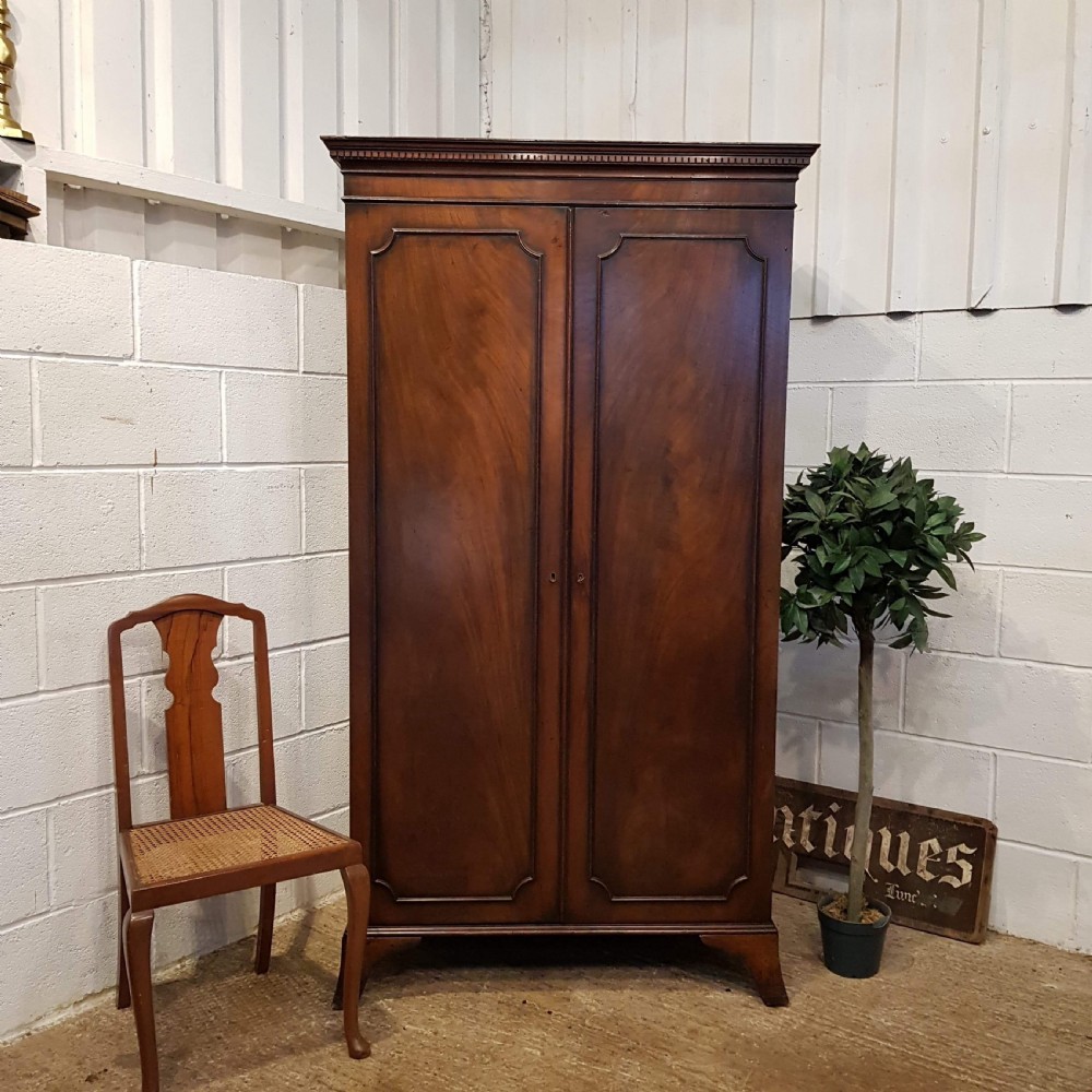 ANTIQUE EDWARDIAN REGENCY MAHOGANY DOUBLE WARDROBE C1900