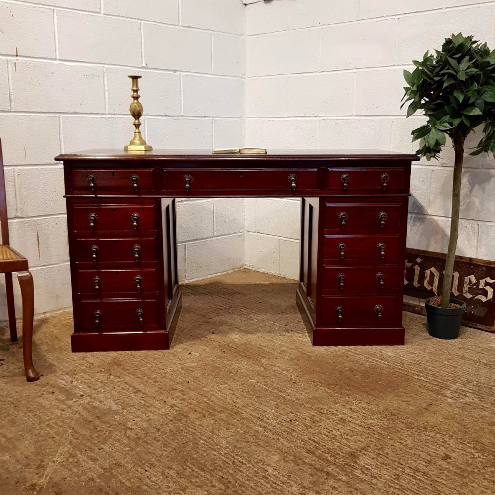 ANTIQUE EDWARDIAN MAHOGANY TWIN PEDESTAL DESK C1900