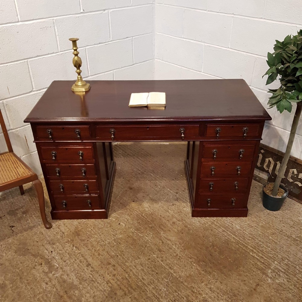 ANTIQUE EDWARDIAN MAHOGANY TWIN PEDESTAL DESK C1900 View IV