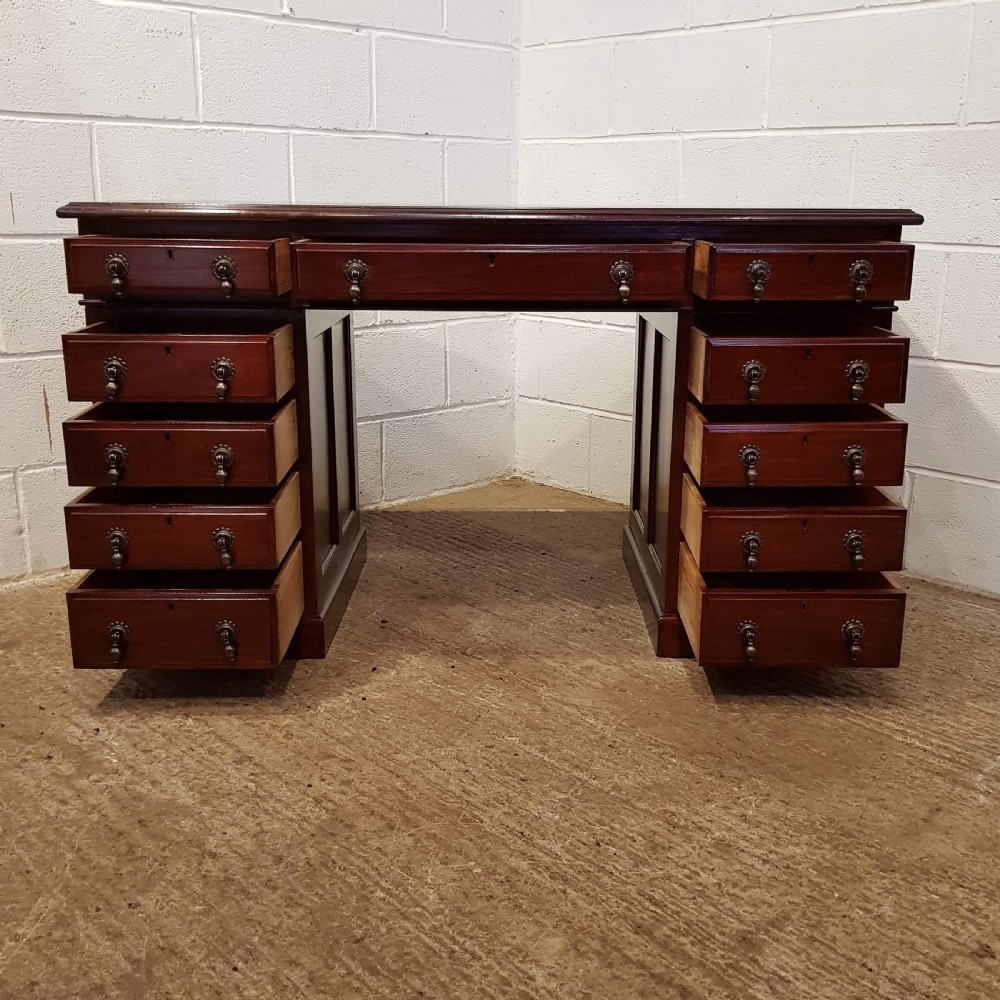 ANTIQUE EDWARDIAN MAHOGANY TWIN PEDESTAL DESK C1900 View VI