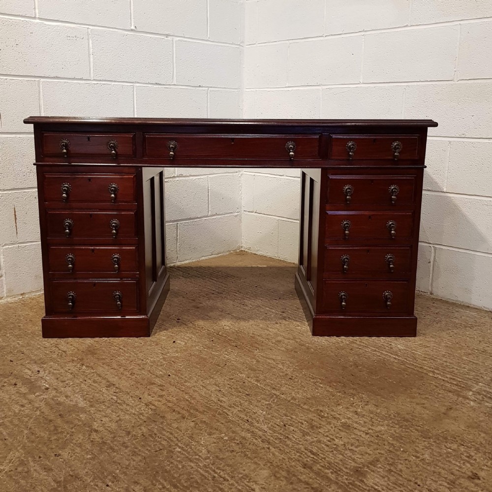 ANTIQUE EDWARDIAN MAHOGANY TWIN PEDESTAL DESK C1900 View VII