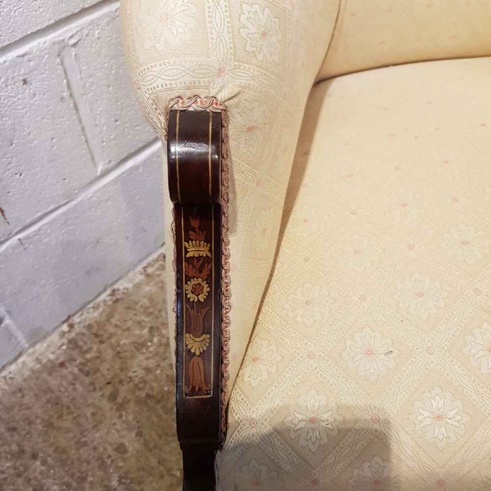 ANTIQUE ART NOUVEAU INLAID SALON SOFA C1890 View II