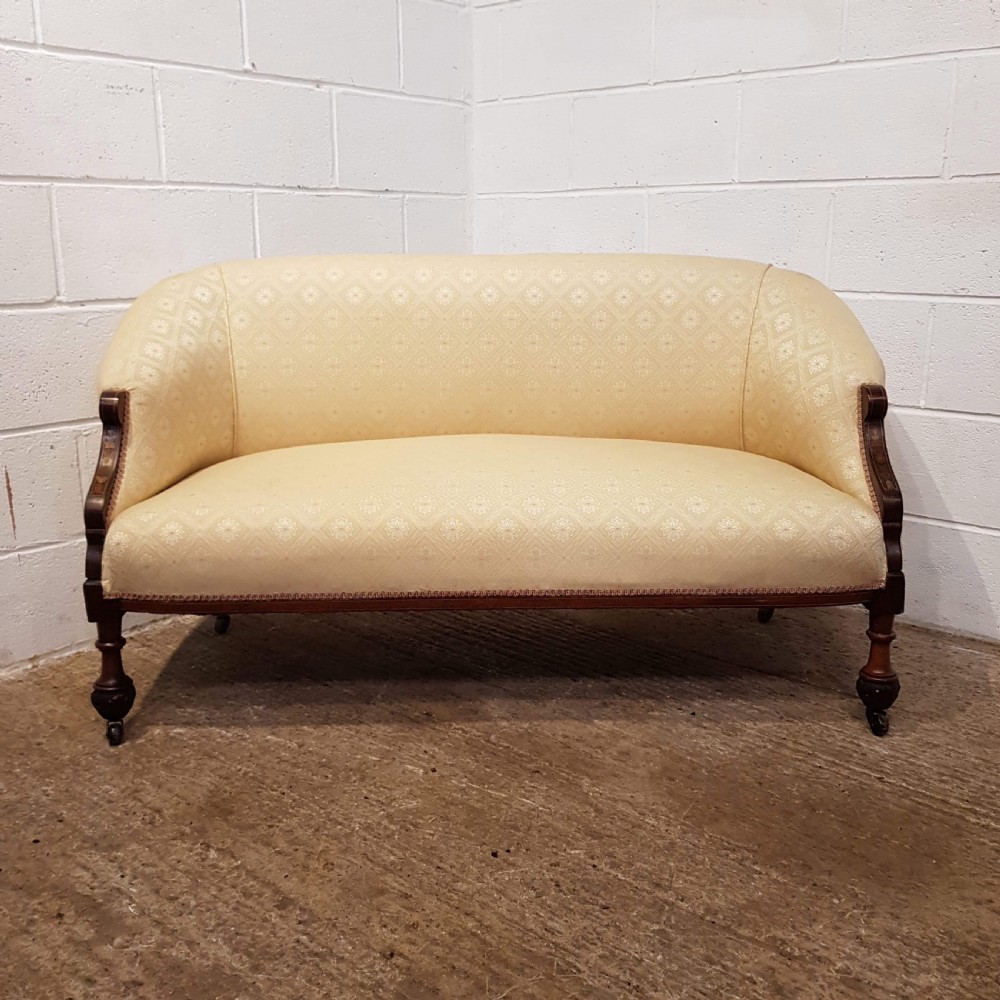 ANTIQUE ART NOUVEAU INLAID SALON SOFA C1890 View III