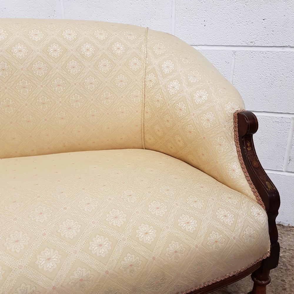 ANTIQUE ART NOUVEAU INLAID SALON SOFA C1890 View V