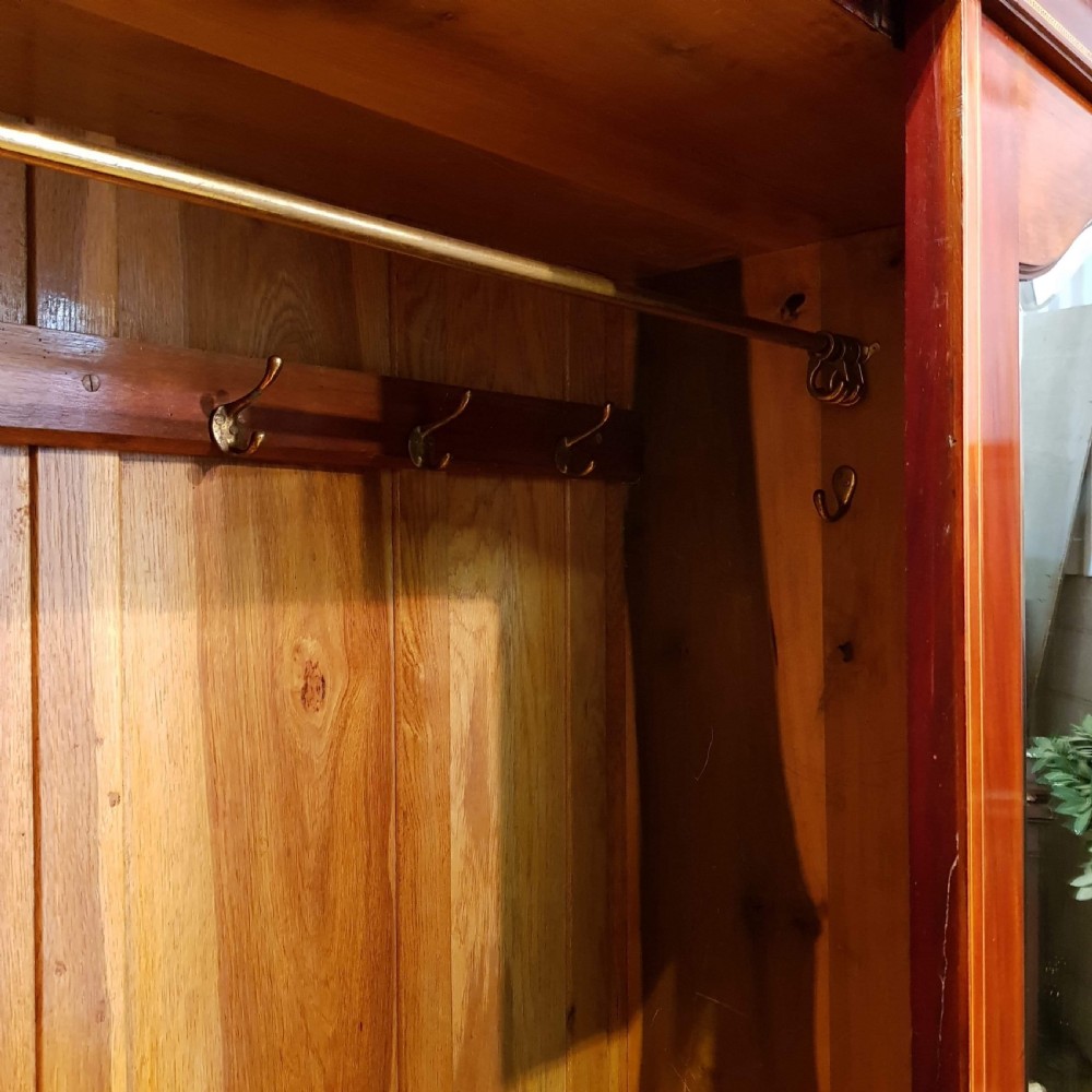 ANTIQUE EDWARDIAN MAHOGANY INLAID TRIPLE WARDROBE C1900 View III