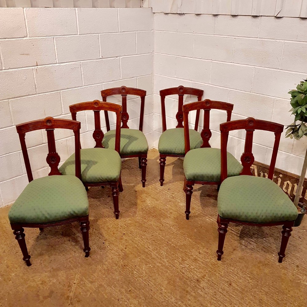 ANTIQUE SET SIX LATE VICTORIAN MAHOGANY DINING CHAIRS C1890