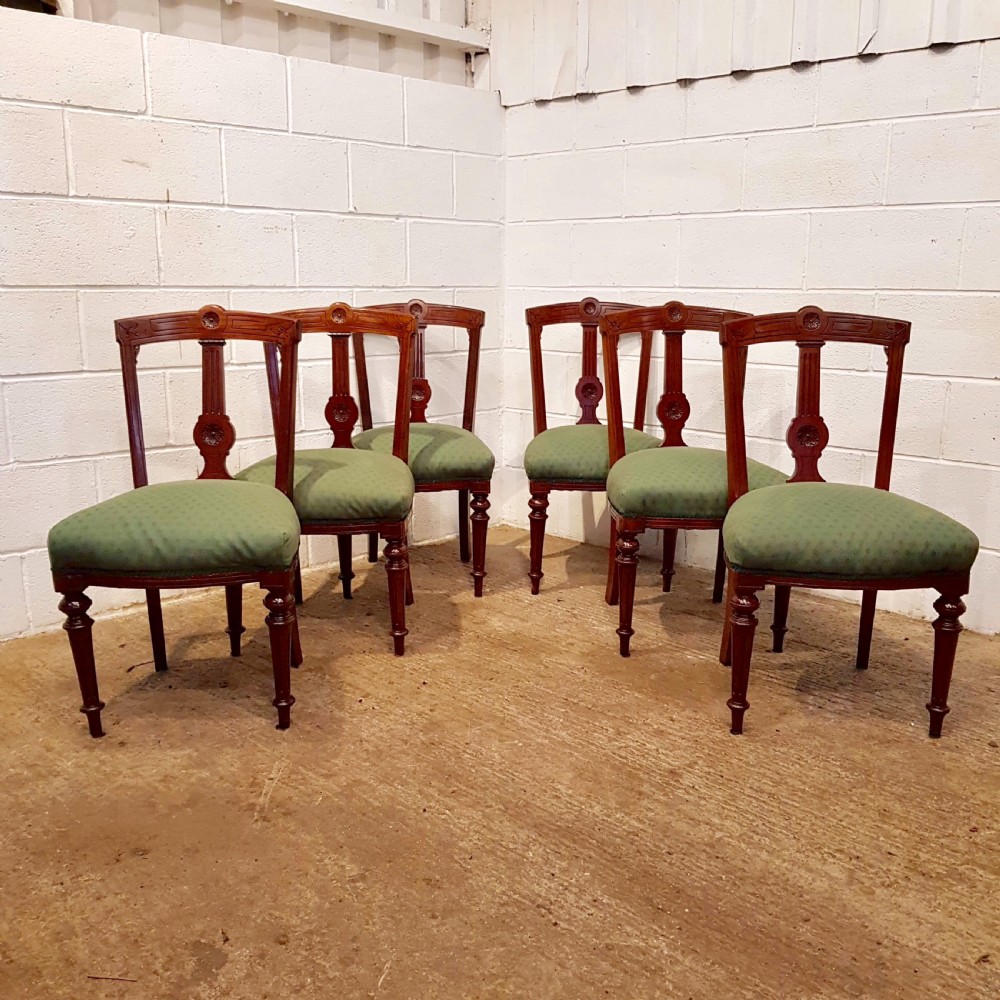 ANTIQUE SET SIX LATE VICTORIAN MAHOGANY DINING CHAIRS C1890 View II