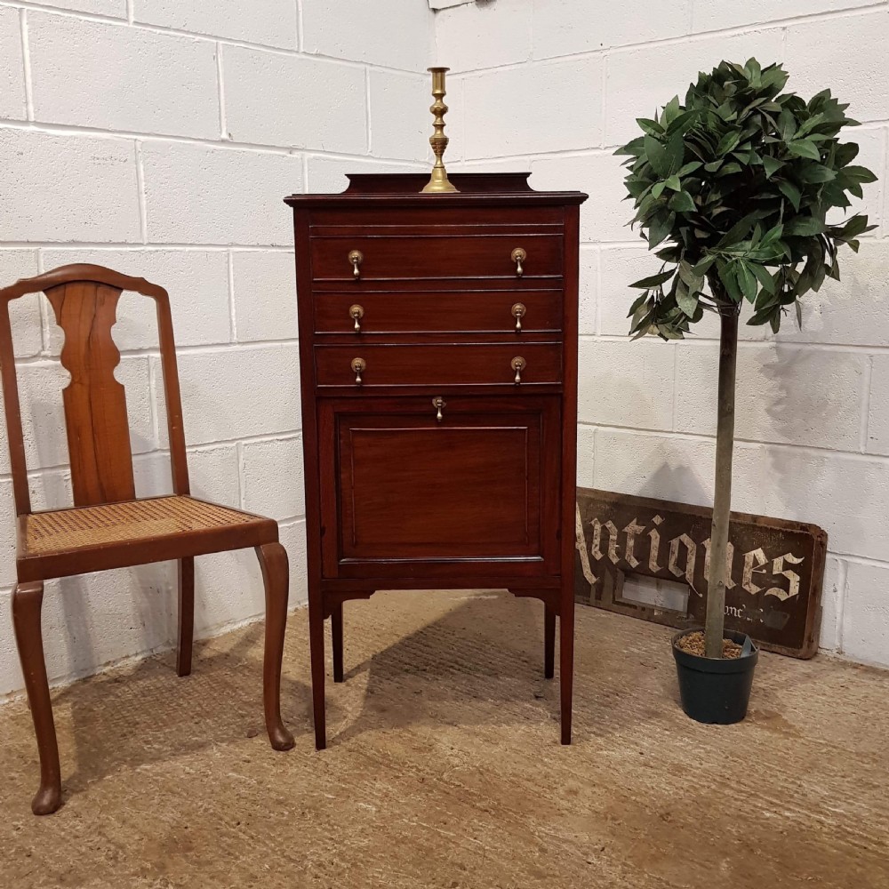 ANTIQUE EDWARDIAN MAHOGANY MUSIC CABINET C1900
