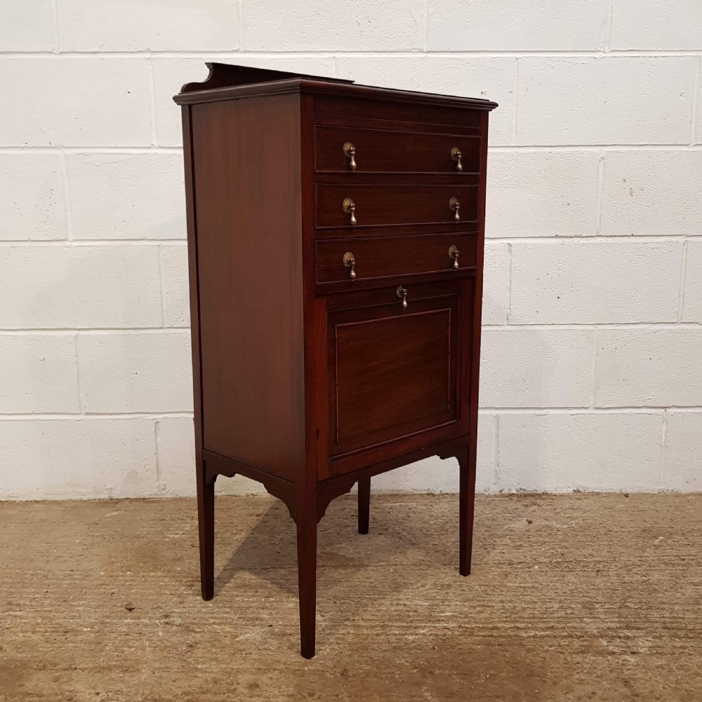 ANTIQUE EDWARDIAN MAHOGANY MUSIC CABINET C1900 View V