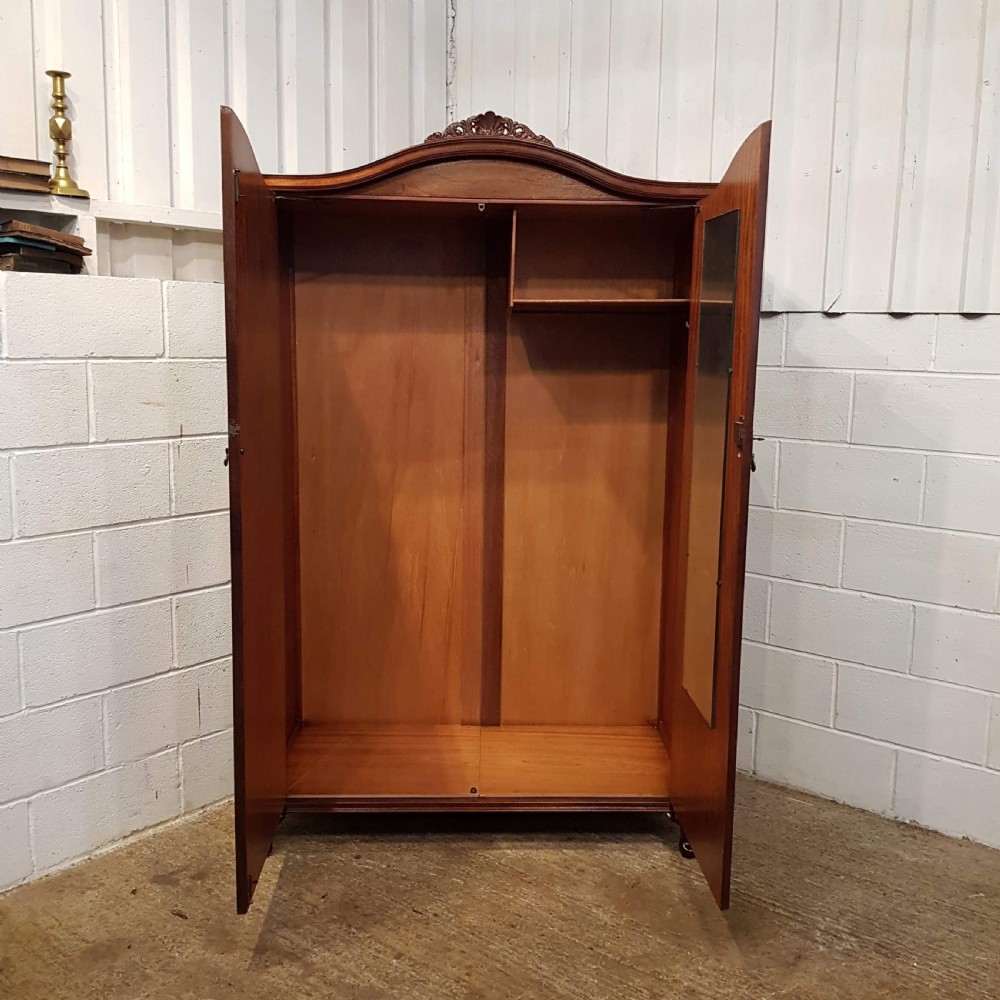 ANIQUE BURR WALNUT DOUBLE WARDROBE C1920 View V