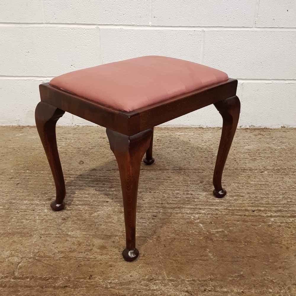 ANTIQUE BURR WALNUT KIDNEY SHAPED DRESSING TABLE & STOOL C1920 View II