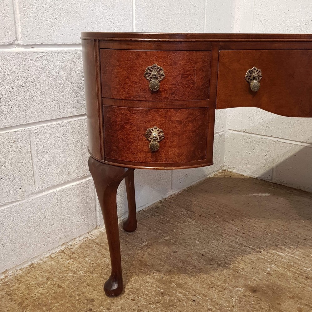 ANTIQUE BURR WALNUT KIDNEY SHAPED DRESSING TABLE & STOOL C1920 View VIII
