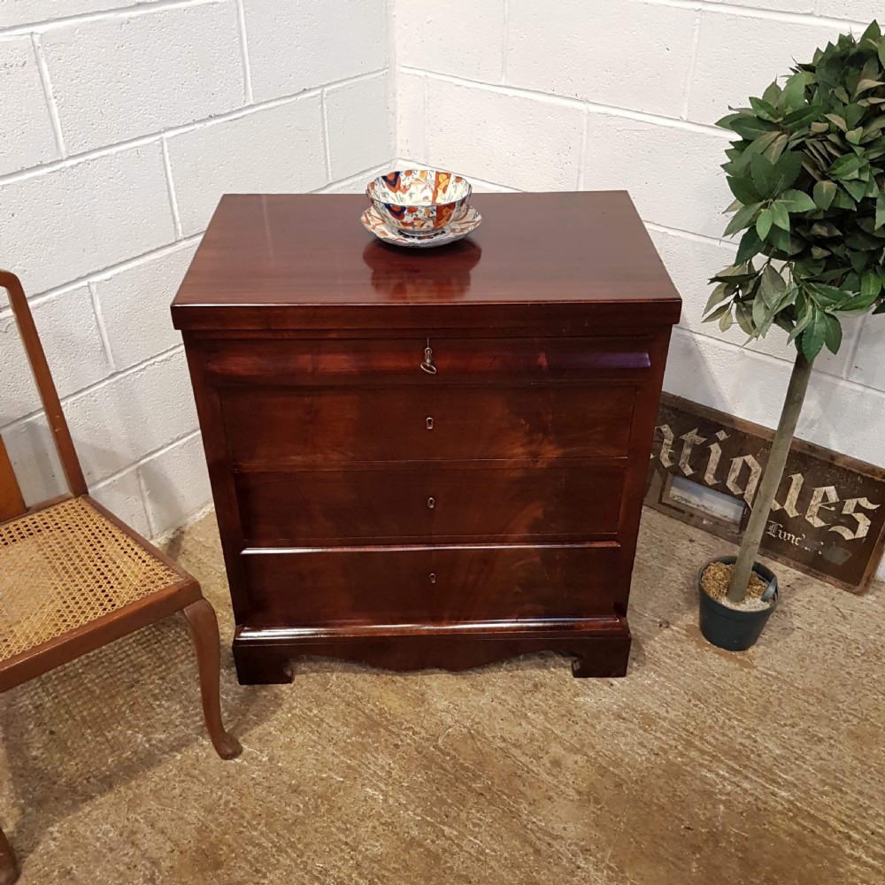 ANTIQUE EARLY 19TH CENTURY CUBAN MAHOGANY BIEDERMEIER DWARF CHEST OF DRAWERS C1840 View V