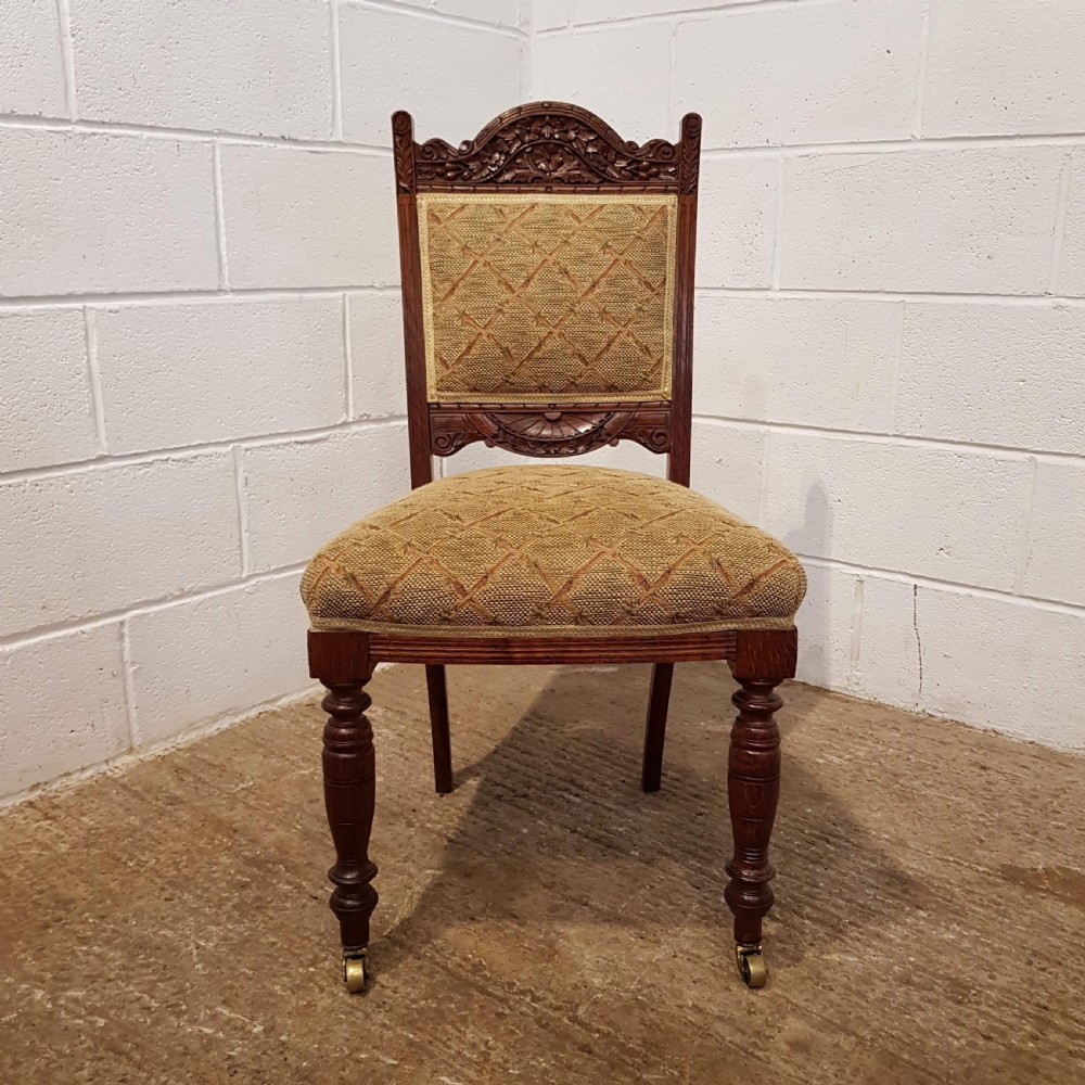 ANTIQUE LATE VICTORIAN SET OF SIX OAK DINING CHAIRS C1890 View VI