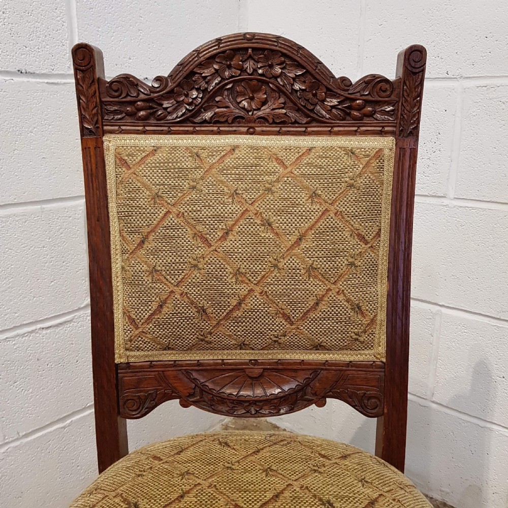 ANTIQUE LATE VICTORIAN SET OF SIX OAK DINING CHAIRS C1890 View VIII