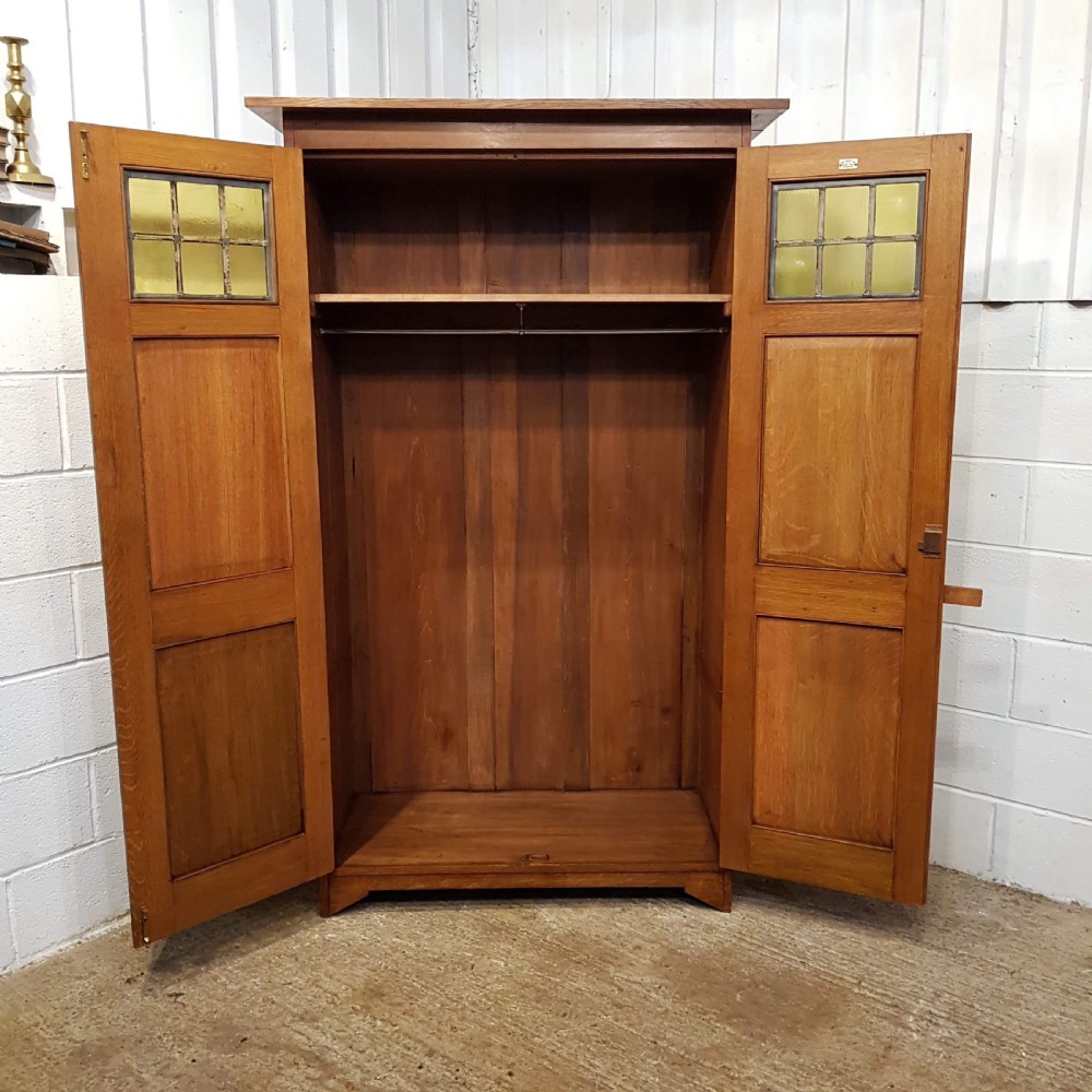 ANTIQUE SCOTTISH ARTS & CRAFTS OAK WARDROBE BY JOHN TAYLOR & SON EDINBURGH C1890 View V