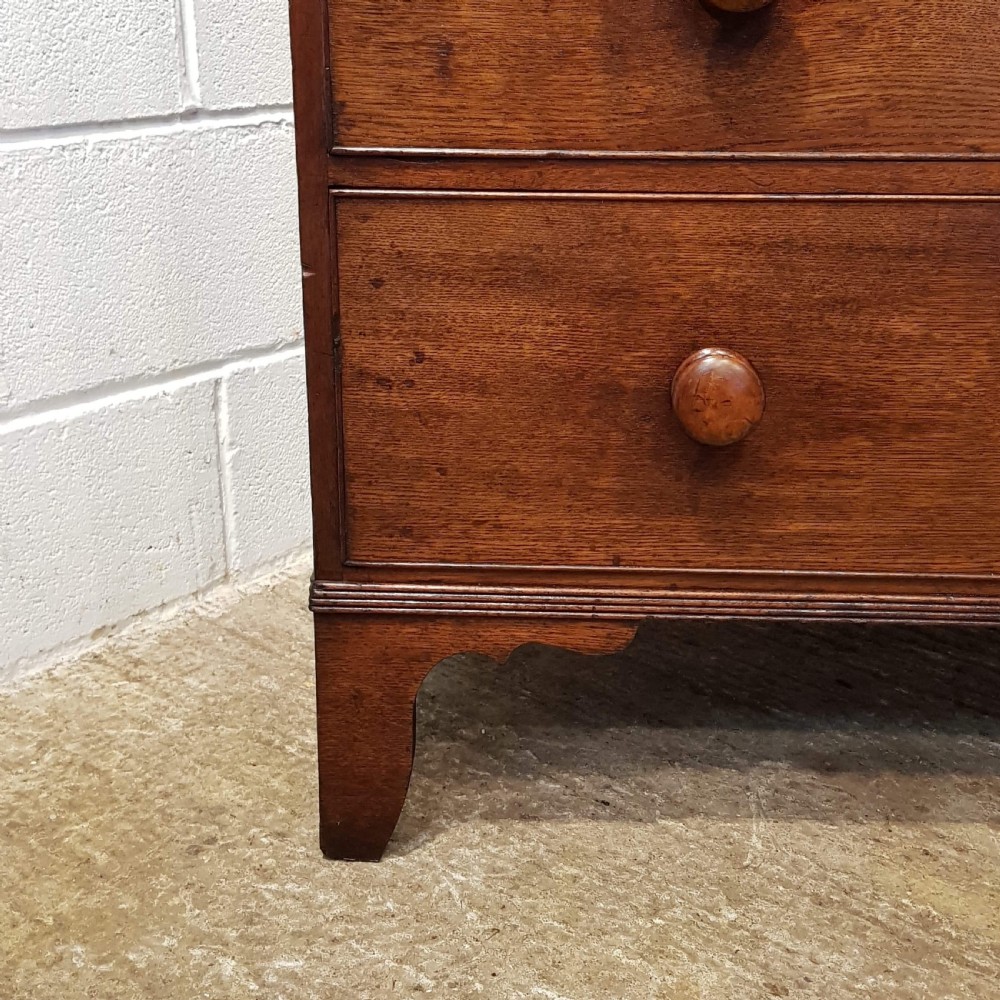 ANTIQUE REGENCY OAK & MAHOGANY TALL CHEST OF DRAWERS C1820 View VI