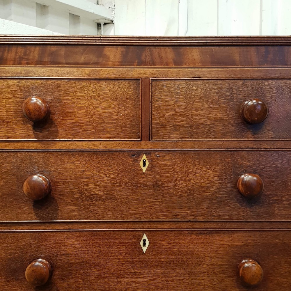 ANTIQUE REGENCY OAK & MAHOGANY TALL CHEST OF DRAWERS C1820 View VII