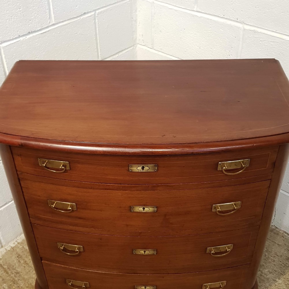ANTIQUE LATE 19TH CENTURY FLEMISH MAHOGANY BOW FRONT CHEST OF DRAWERS C1890 View II