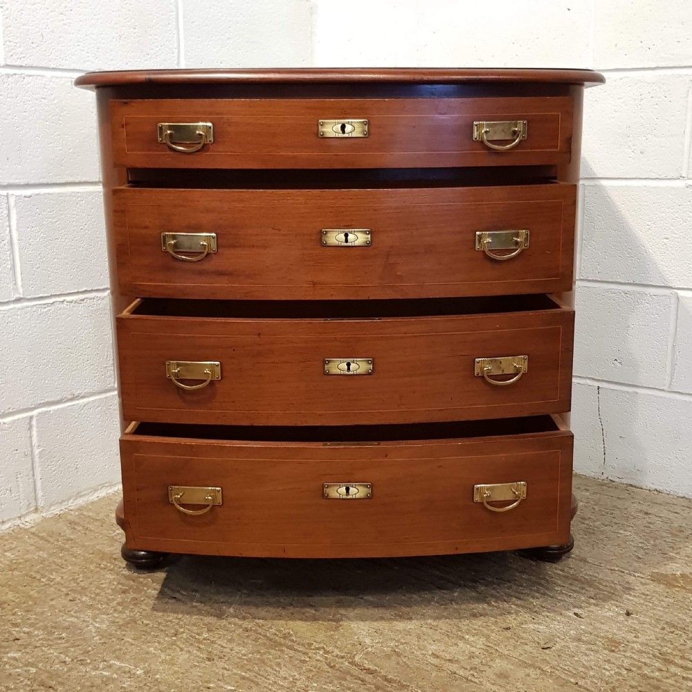 ANTIQUE LATE 19TH CENTURY FLEMISH MAHOGANY BOW FRONT CHEST OF DRAWERS C1890 View V