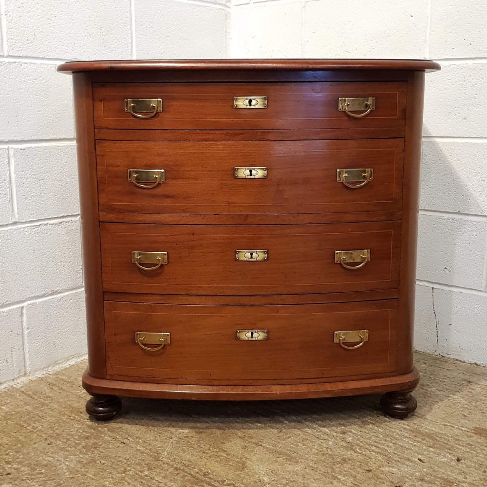ANTIQUE LATE 19TH CENTURY FLEMISH MAHOGANY BOW FRONT CHEST OF DRAWERS C1890 View VII