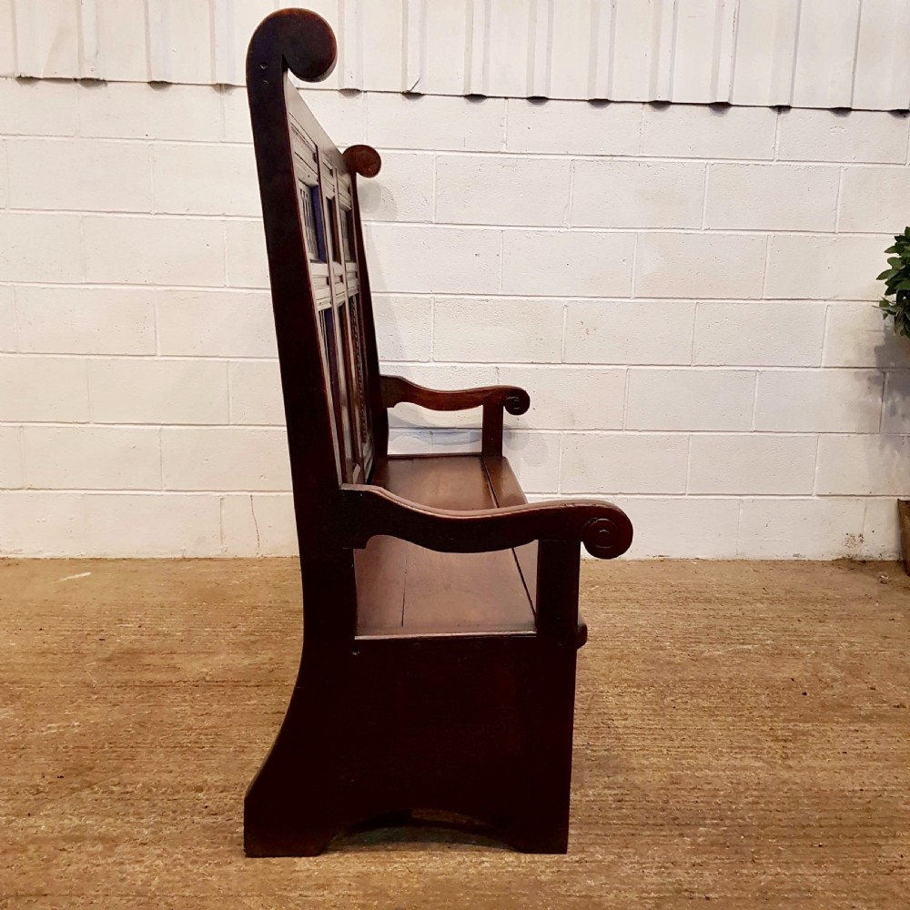 ANTIQUE GEORGIAN PERIOD JOINED OAK HIGH BACK SETTLE BENCH C1780 View II