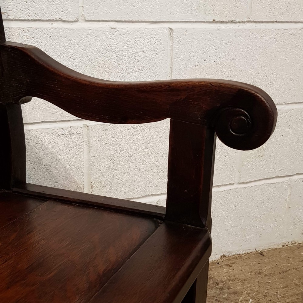 ANTIQUE GEORGIAN PERIOD JOINED OAK HIGH BACK SETTLE BENCH C1780 View IV