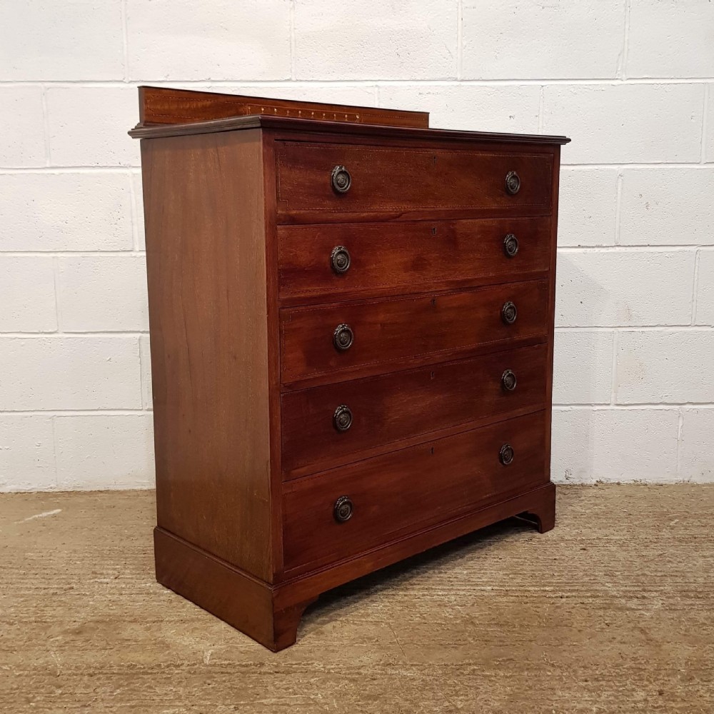 ANTIQUE EDWARDIAN MAHOGANY INLAID CHEST OF DRAWERS C1900 View III