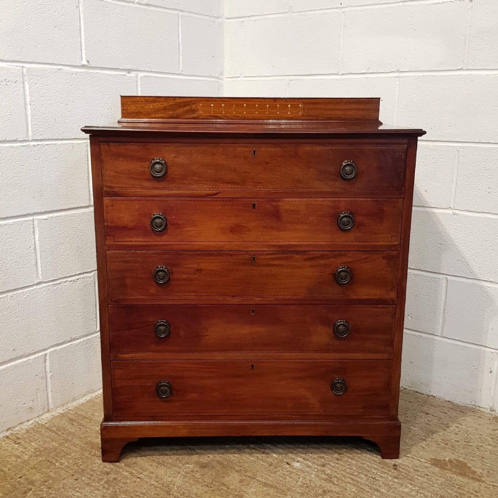 ANTIQUE EDWARDIAN MAHOGANY INLAID CHEST OF DRAWERS C1900 View IV