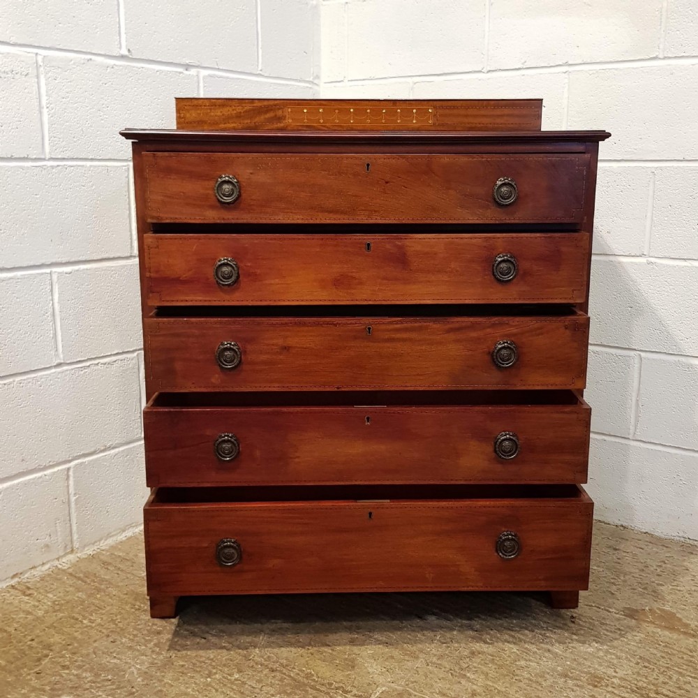 ANTIQUE EDWARDIAN MAHOGANY INLAID CHEST OF DRAWERS C1900 View V