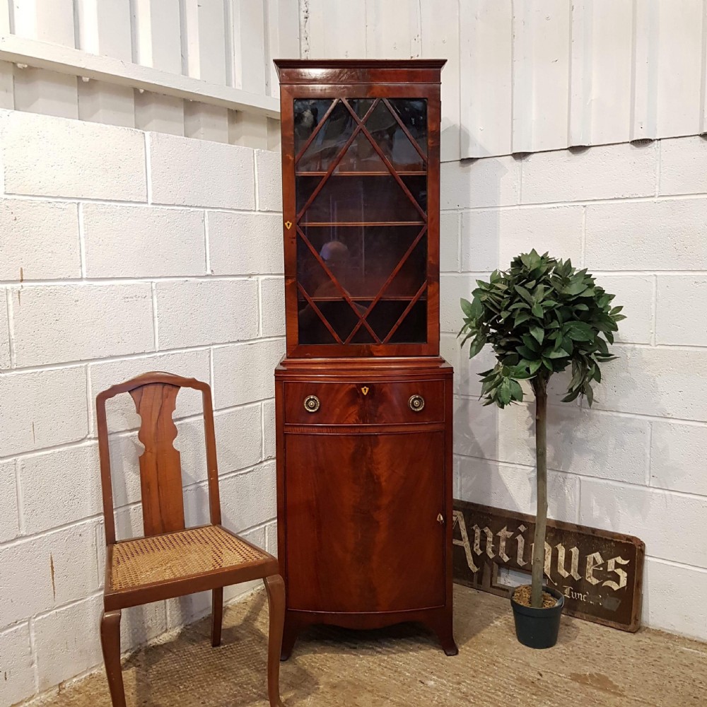 ANTIQUE EDWARDIAN TALL MAHOGANY BOOKCASE CABINET C1900