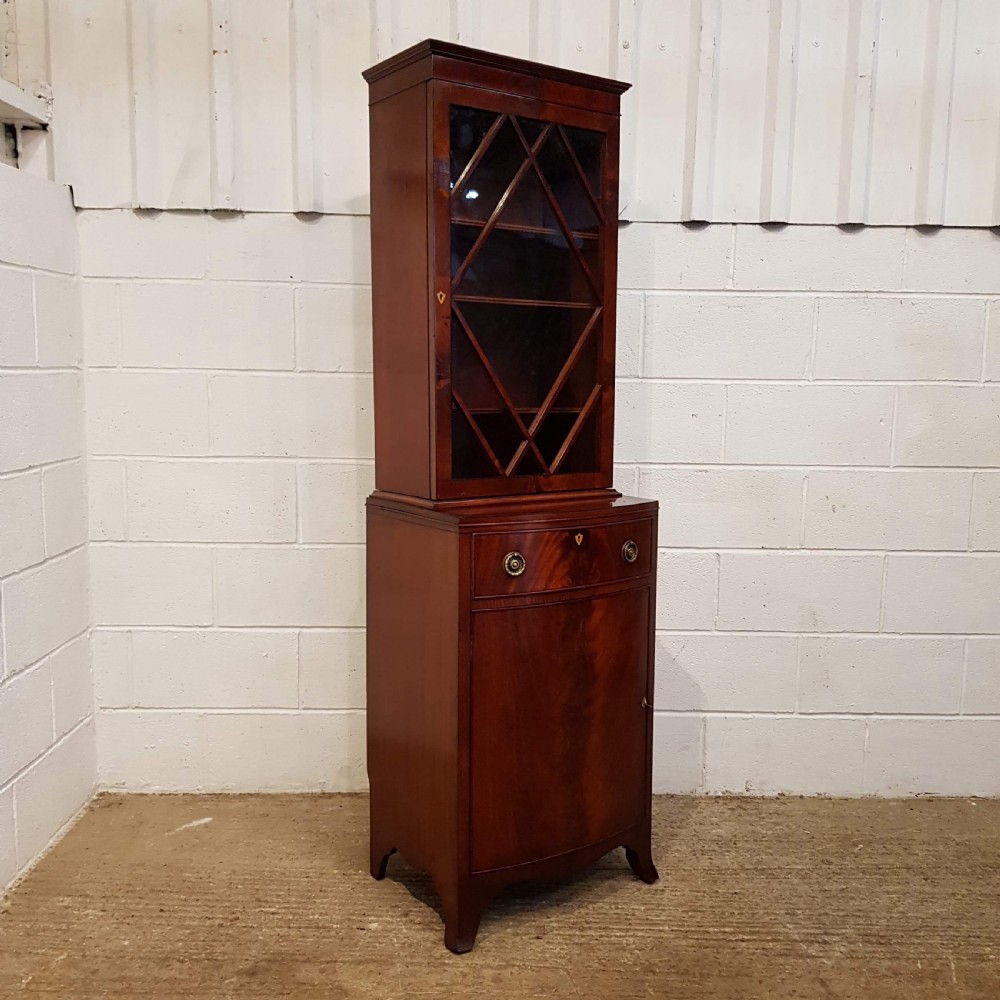 ANTIQUE EDWARDIAN TALL MAHOGANY BOOKCASE CABINET C1900 View II
