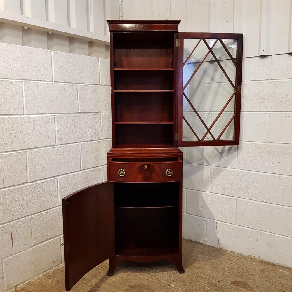 ANTIQUE EDWARDIAN TALL MAHOGANY BOOKCASE CABINET C1900 View V
