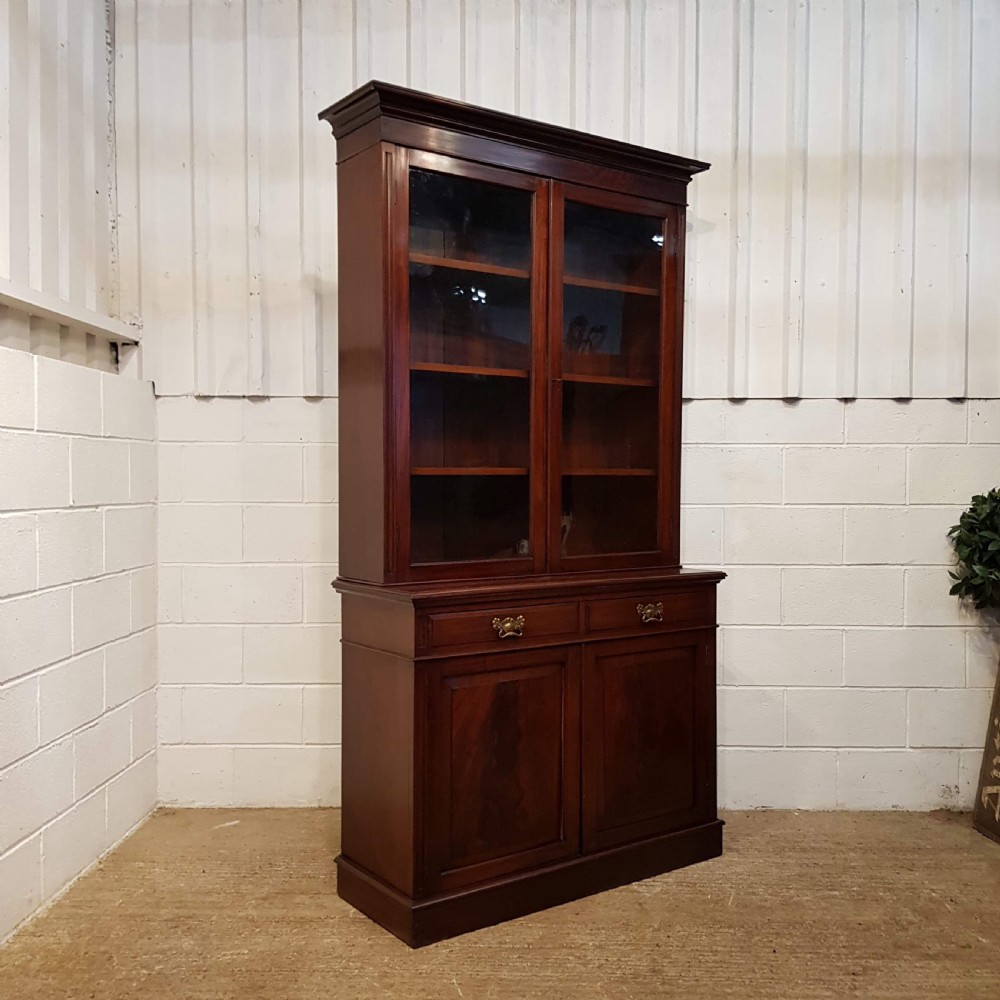ANTIQUE LATE VICTORIAN MAHOGANY LIBRARY BOOKCASE C1890 View II