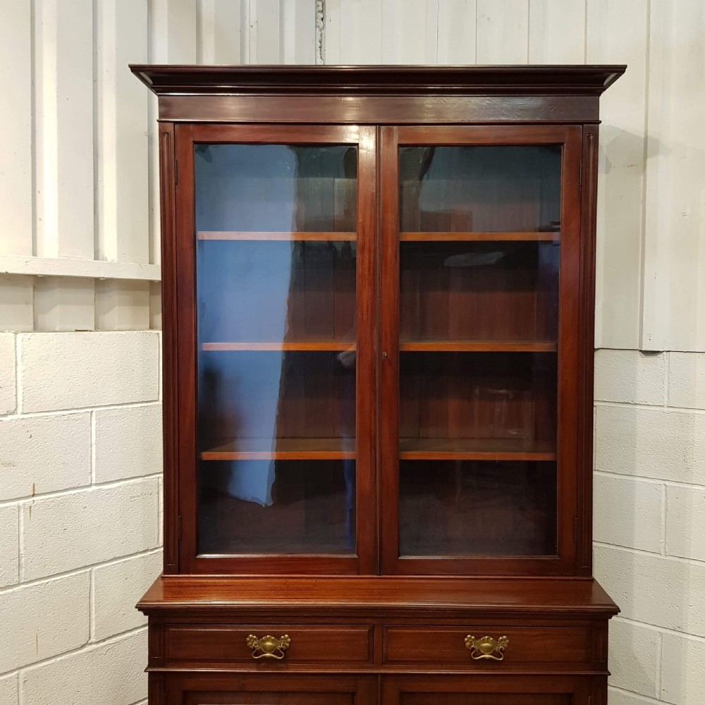 ANTIQUE LATE VICTORIAN MAHOGANY LIBRARY BOOKCASE C1890 View IV