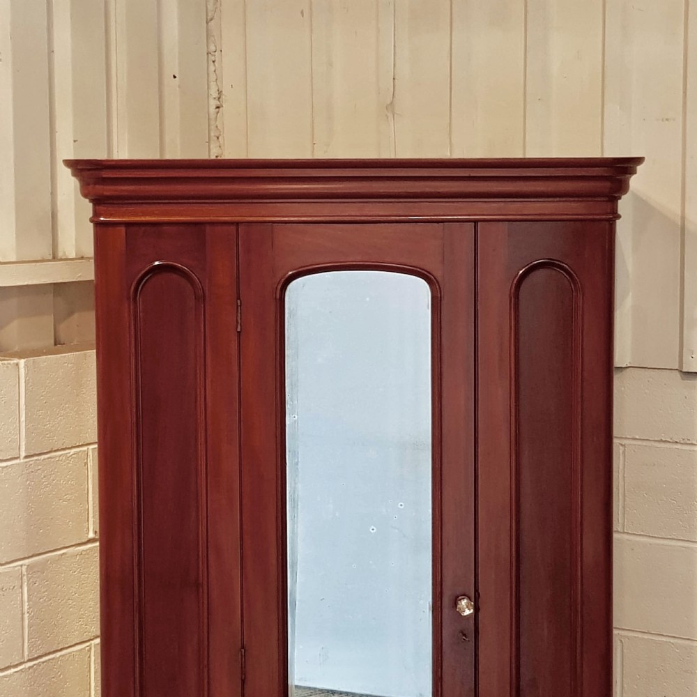ANTIQUE VICTORIAN MAHOGANY SINGLE DOOR WARDROBE C1880 View II