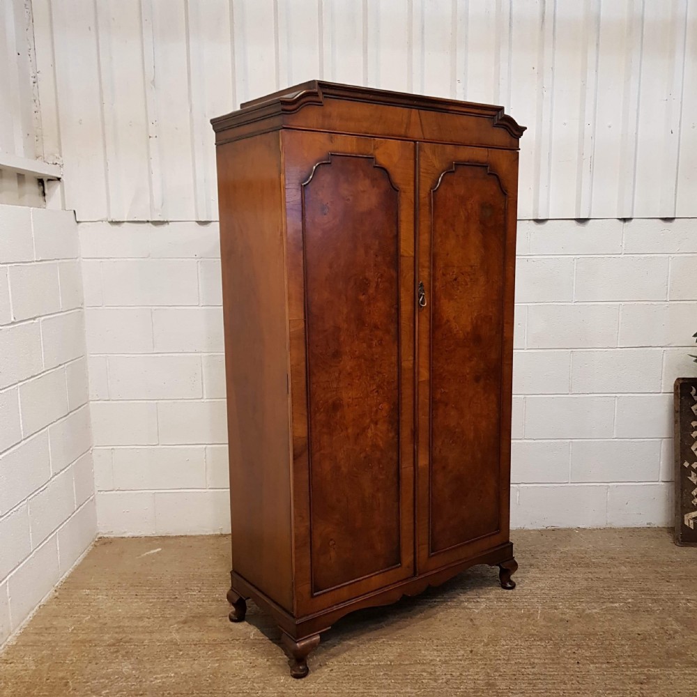 ANTIQUE BURR WALNUT DOUBLE WARDROBE C1920 View II