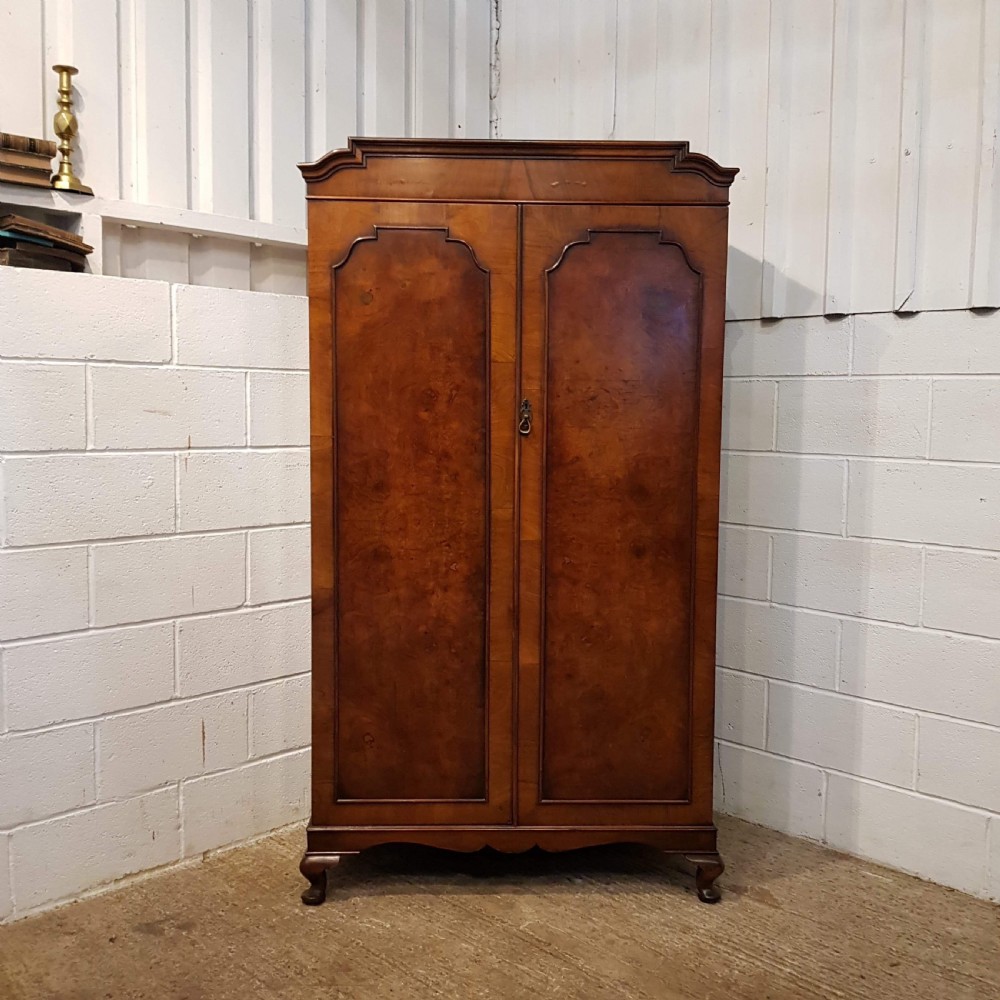 ANTIQUE BURR WALNUT DOUBLE WARDROBE C1920 View V