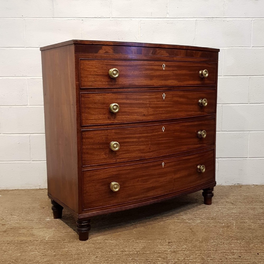 ANTIQUE REGENCY MAHOGANY BOW FRONT CHEST OF DRAWERS C1820 View V