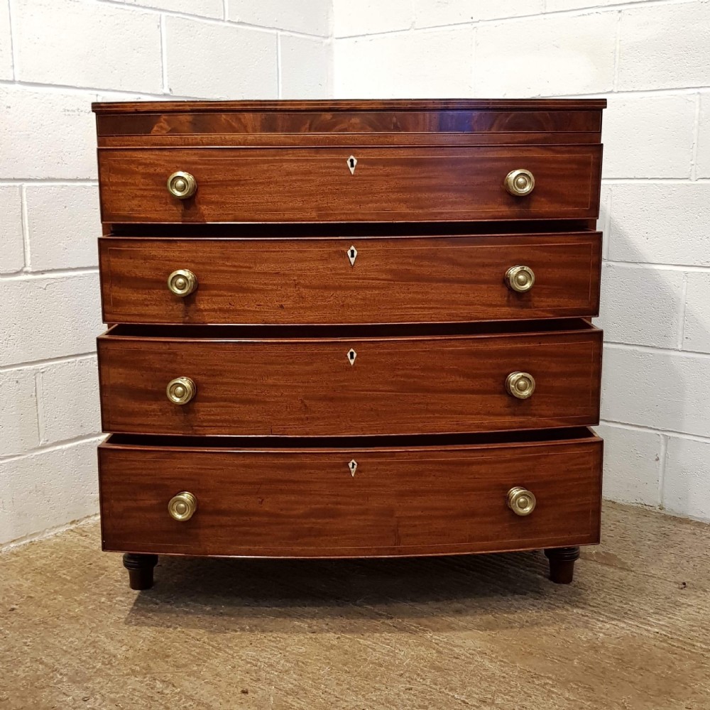 ANTIQUE REGENCY MAHOGANY BOW FRONT CHEST OF DRAWERS C1820 View VI