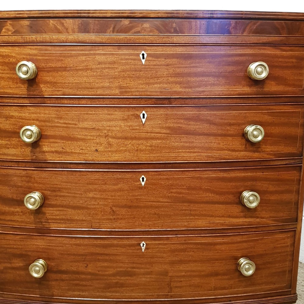 ANTIQUE REGENCY MAHOGANY BOW FRONT CHEST OF DRAWERS C1820 View VII