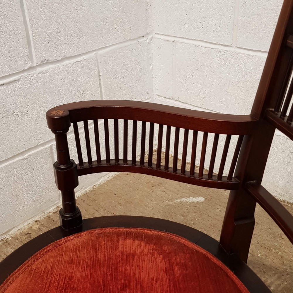 ANTIQUE EDWARDIAN. INLAID MAHOGANY SALON CHAIR C1900 View II