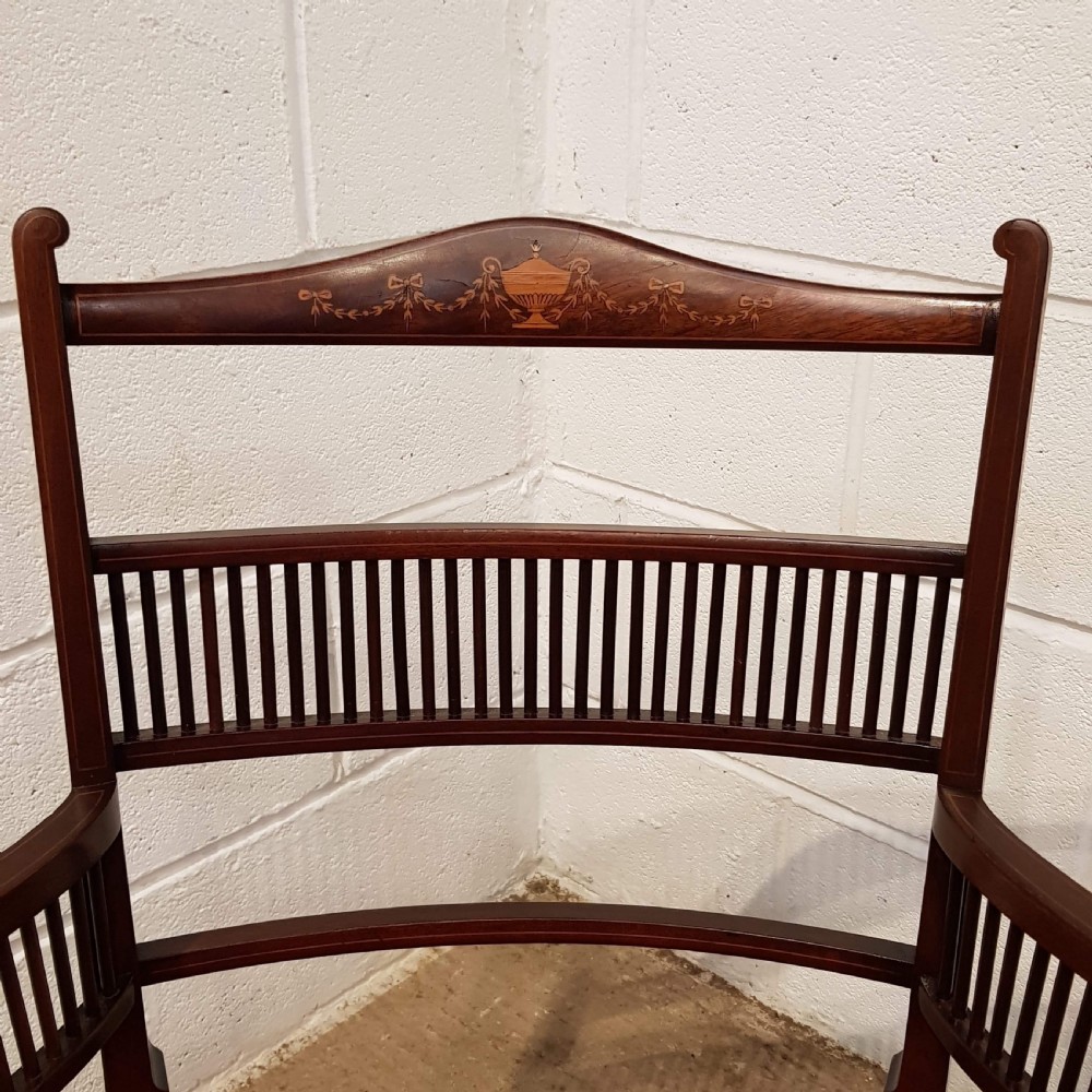 ANTIQUE EDWARDIAN. INLAID MAHOGANY SALON CHAIR C1900 View V