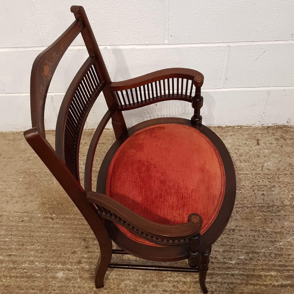 ANTIQUE EDWARDIAN. INLAID MAHOGANY SALON CHAIR C1900 View VI